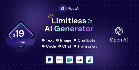 FastAi – SaaS AI Content Voice Text Image Chat & Code Generator 1.5.3