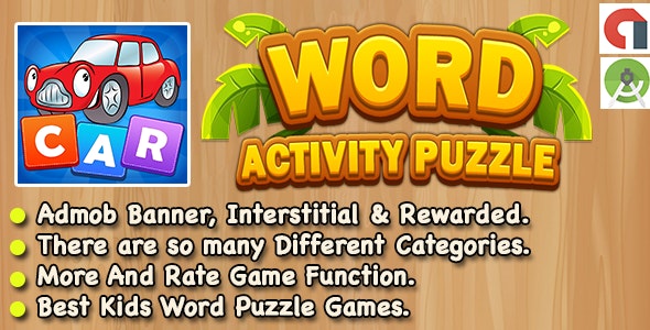 Word Activity Puzzle Game For Kids + Android Studio + Ready For Publish