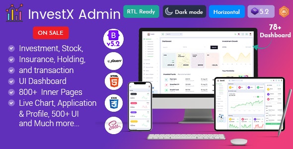 InvestX – Investment Portfolio Admin Dashboard Template