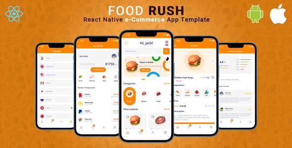 FoodRush | React Native eCommerce App Template