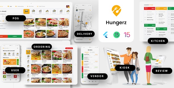 16 App Template| Multi Restaurant Food Ordering App Food Delivery App+ Restaurant POS system Hungerz