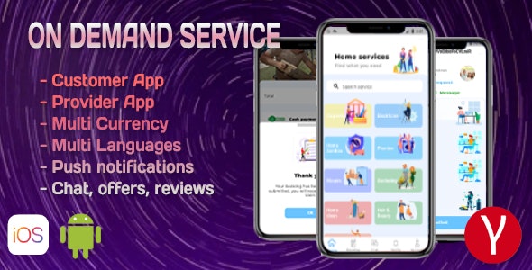 On Demand Service Solution – 3 Apps – Customer + Provider + Admin Panel – Flutter (iOS+Android)