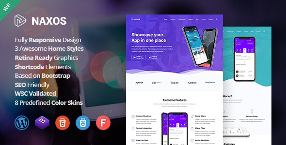 Naxos – App Landing Page WordPress Theme