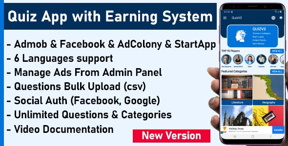 Quiz App with Earning System + Admin Panel 5.0