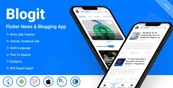 Blogit- Flutter Blog App and Website, News App with Laravel Admin Panel – Travel, News 2.2.2