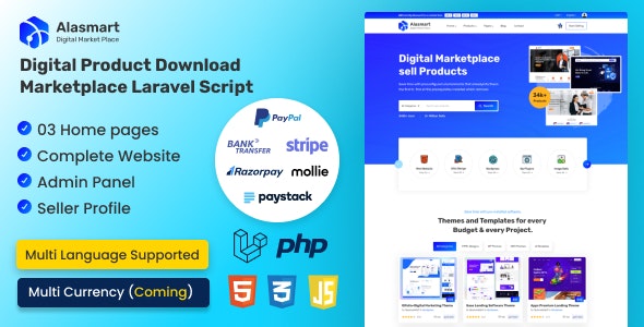 Alasmart – Digital Product Download Marketplace Laravel Script 3.0.0