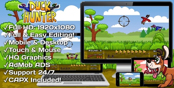 Duck Hunter – HTML5 Game + Mobile Version! (Construct 3)