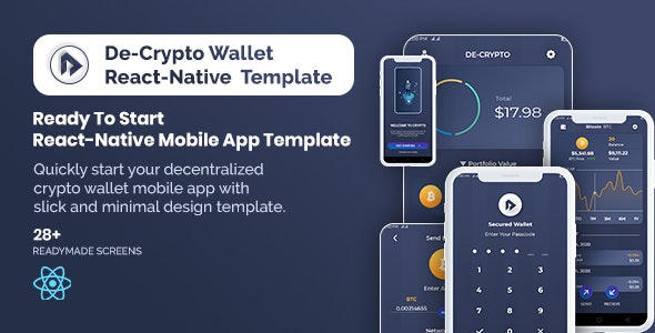 De-Crpyto Wallet – Cryptocurrency Mobile App React Native Template 1.3