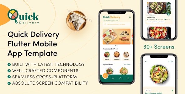 Quick Delivery – Food Delivery Mobile App Flutter Template