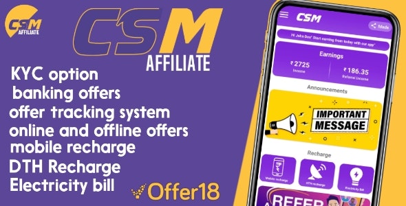 CSMAffiliate – Offers Affiliate | Offer Tracking | Referral Program | Admin Panel