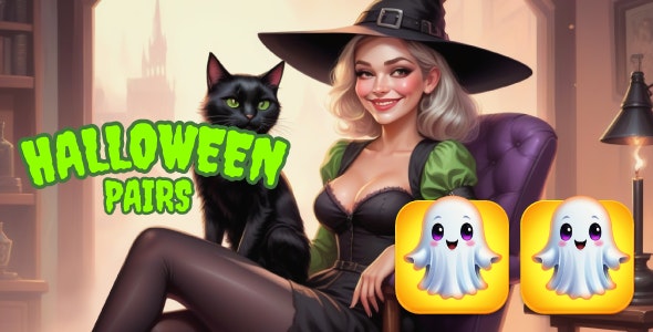 Halloween Pairs – HTML5 game, Construct 3 (.c3), mobile ready