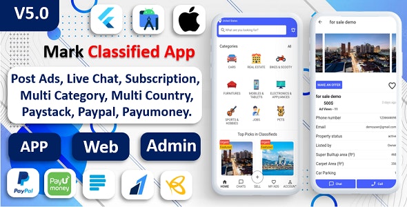 Mark Classified App | Classified App | Multi Payment Gateways Integrated | Buy  Sell | Subscription