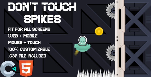 Don#39;t touch spikes. HTML5 Game (Construct 3). Web and Mobile ready