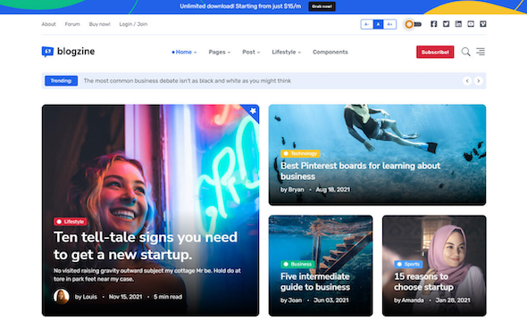 Blogzine – Blog and Magazine Bootstrap 5 Theme