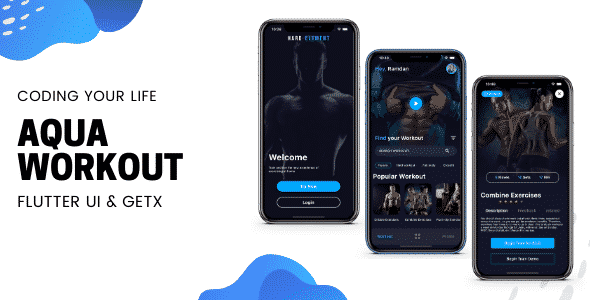 Aqua Workout (Fitness) App v1.0 – Flutter UI Kit using GetX