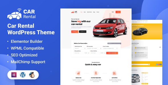 Car Rental WordPress Theme Landing Page 3.6