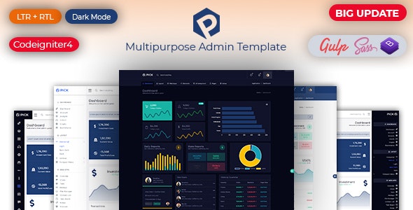 Pick – HTML, VueJS & Codeigniter 4 Responsive Admin Dashboard Template