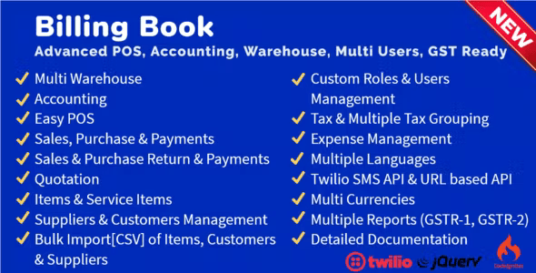 Billing Book -Advanced POS, Inventory, Accounting, Warehouse, Multi Users, GST Ready 3.1