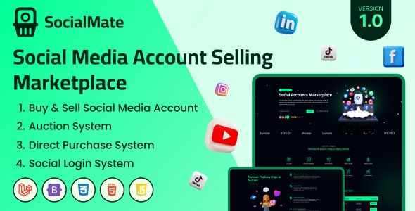 SocialMate – Social Media Account Selling Marketplace