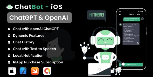 ChatBot AI : ChatGPT iOS Full Applicaiton | Swift | ADMOB | Subscription Plan