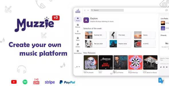 Muzzie – Music, Podcast  Radio Streaming Platform