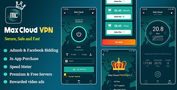 Max Cloud VPN with Speed Meter App Source Code