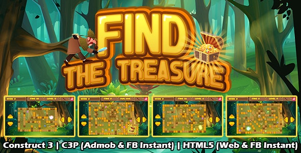 Find The Treasure Puzzle Game (Construct 3 | C3P | HTML5) Admob Ready