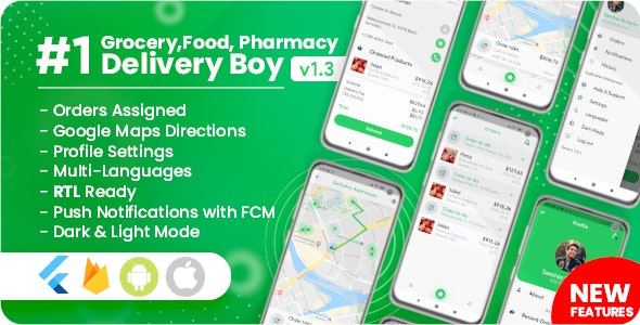 Delivery Boy for Groceries, Foods, Pharmacies, Stores Flutter App 2.0