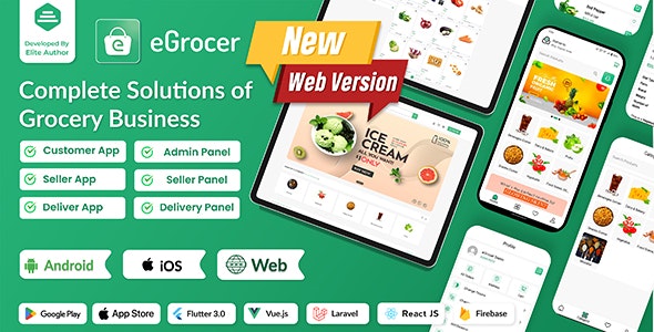 eGrocer – Online Multi Vendor Grocery Store, eCommerce Flutter Full App | Admin Panel | Web Version 2.0.3