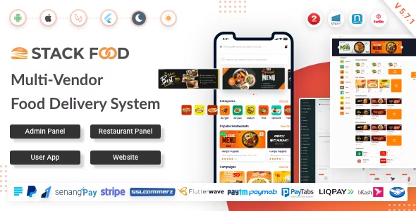 StackFood Multi Restaurant – Food Delivery App with Laravel Admin and Restaurant Panel 7.9