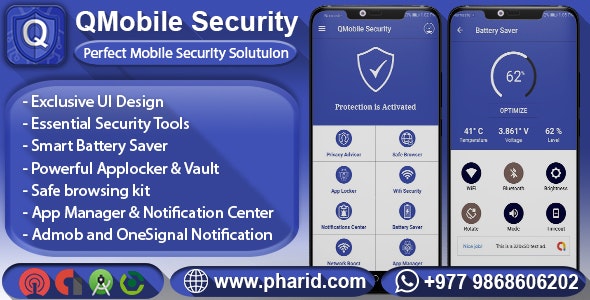 QMobile Security – Complete Mobile Solution – Admob Ads, Material Design, OneSignal Integration