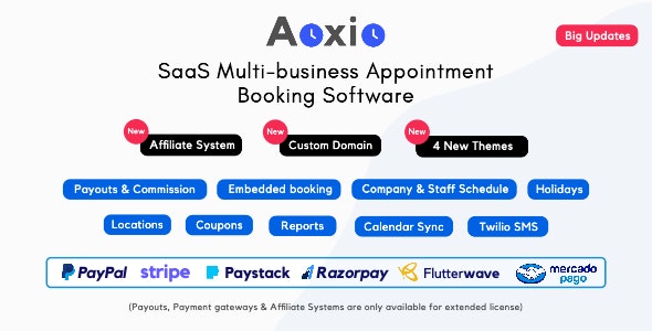 Aoxio – SaaS Multi-Business Service Booking Software 2.4 [Extended License]