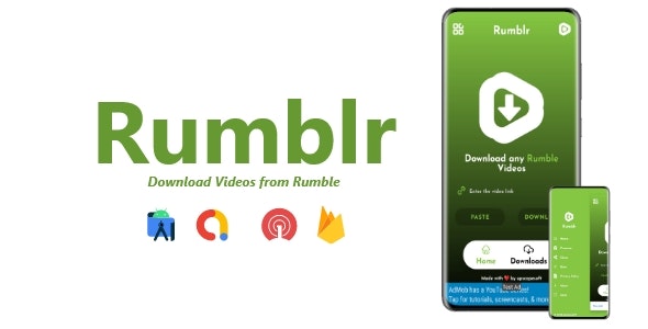 Rumblr – Video Downloader for Rumble | ADMOB, FIREBASE, ONESIGNAL