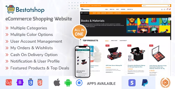 Bestatshop – eCommerce Shopping Website + Admin Panel + (Ionic Android  IOS apps)