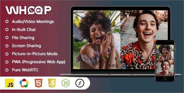 Whoop – One to One Video Meetings, Chat, File Share, Screen Share & PWA