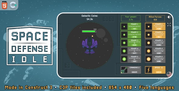 Space Defense Idle – HTML5 Idle Game