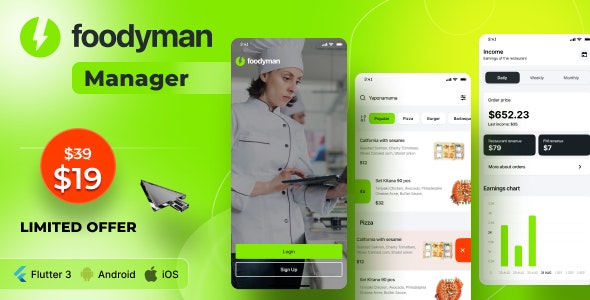 Foodyman – Restaurant and Grocery Vendor App (iOSAndroid)