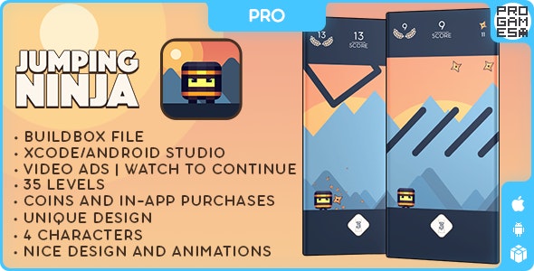 Jumping Ninja (PRO) – BUILDBOX CLASSIC – IOS – Android – Reward video