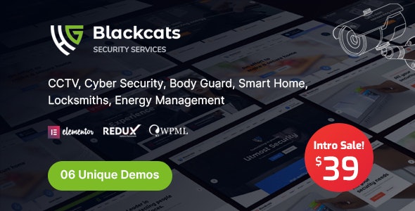 Blackcats – CCTV  Security WordPress Theme