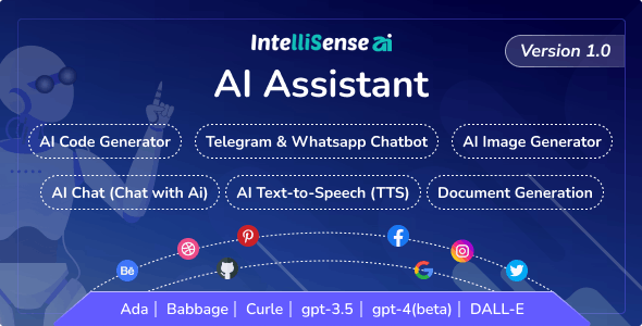 IntelliSense AI with SaaS –  AI Writing Assistant,Chatbot WhatsApp and Telegram