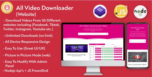 All Video Downloader Web – Javascript ,PHP 2 templates in 1