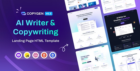 CopyGen – AI Writer  Copywriting Landing Page HTML Template