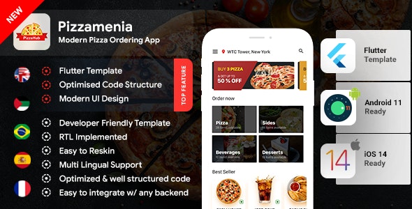 Pizza Ordering Android + iOS App Template | Flutter 2 | Pizzamenia