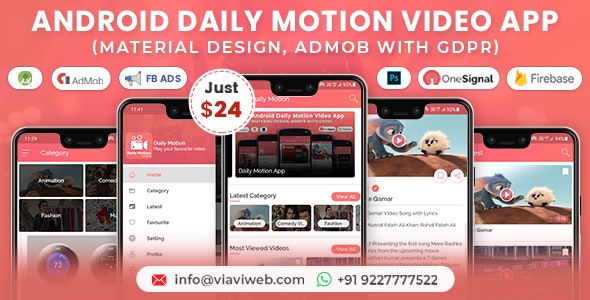 Android Daily Motion Video App (Material Design,Admob with GDPR)