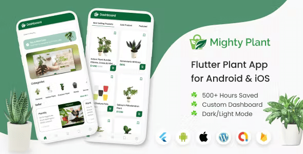 Mighty Plant Shop – Flutter Full App for Nurseries with WooCommerce backend