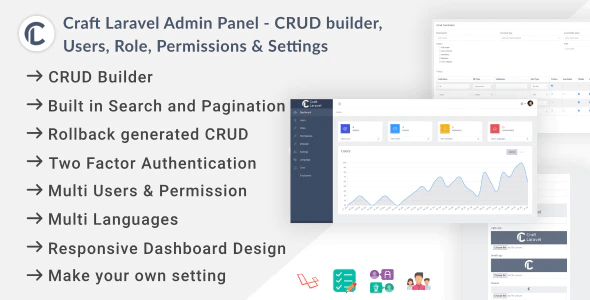 Craft Laravel Admin Panel – CRUD builder, Users, Role, Permissions  Settings