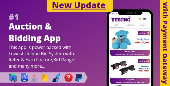 Auction & Bidding App || Lowest Unique Bid System with Admin Panel (v2.0)