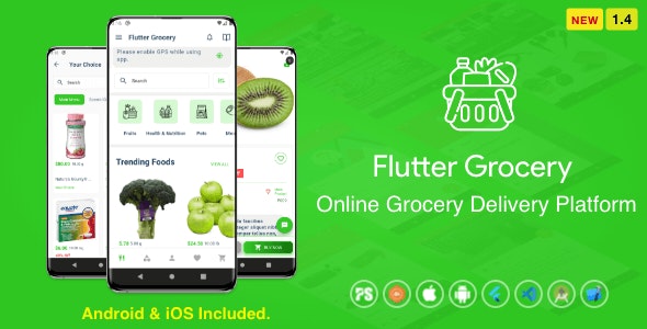 Flutter Multi Vendor Grocery ( Convenience Store, Food, Vegetable, Fresh Fruit, eCommerce, Retail )