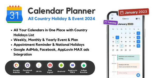 Calendar Planner – All Country Holiday  Event 2024