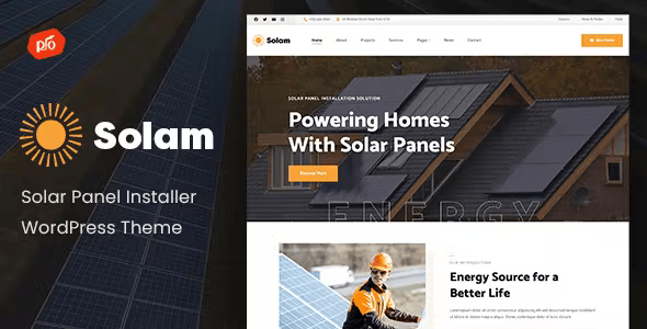 Solam – Solar Panel Installer WordPress Theme